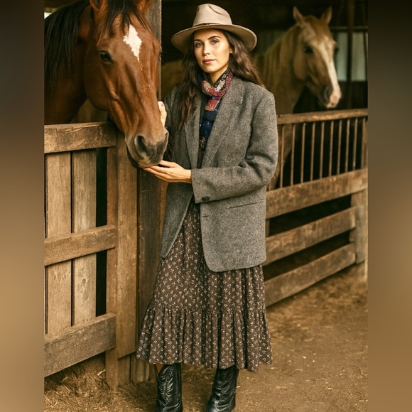 Vintage Jackets & Blazers - Irish BOYFRIEND BLAZER REAL MAGEED Donegal tweed wool blazer W equestrian vibe